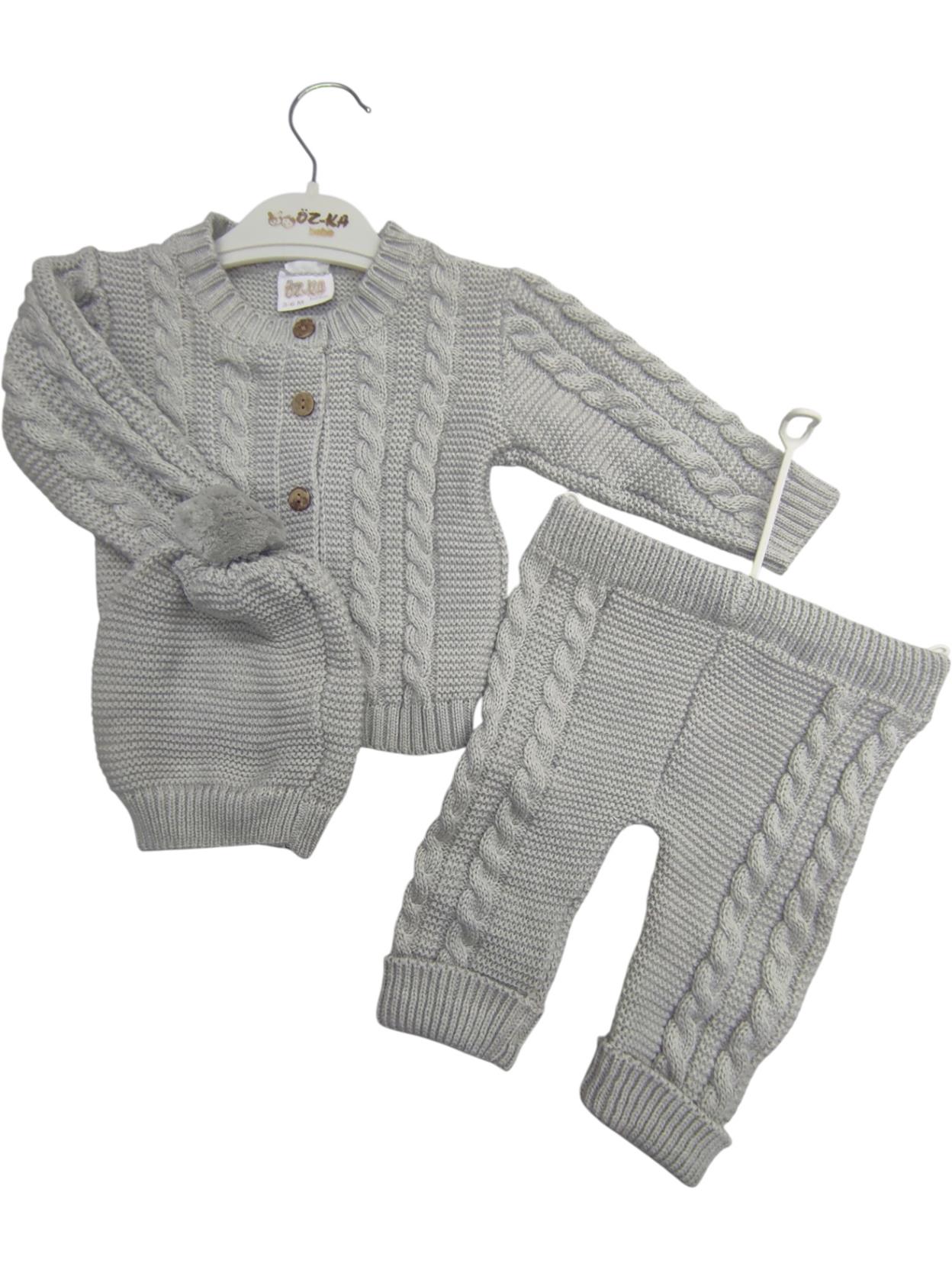 5203 الجملة الربيع والخريف محبوك دعوى مزدوجة مع قبعة للأطفال الذين تتراوح أعمارهم بين 3-6-9 أشهر