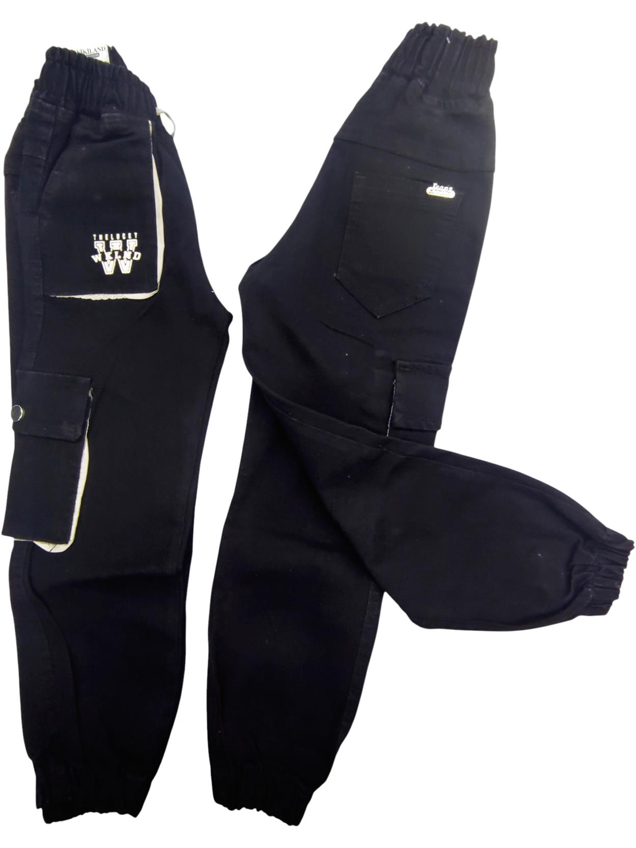 2155 الجملة الربيع والخريف بنطلون جينز أسود مع جيوب التصحيح للأطفال الذين تتراوح أعمارهم بين 3/7 سنوات