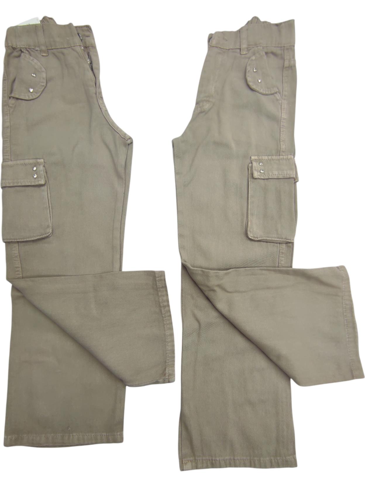 1245 детские брюки с накладными карманами оптом для девочек на 6/10 лет