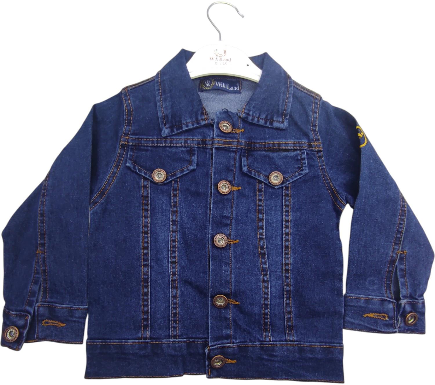 7003 оптом темно-синяя демисезонная джинсовая куртка для мальчиков 3/7 лет