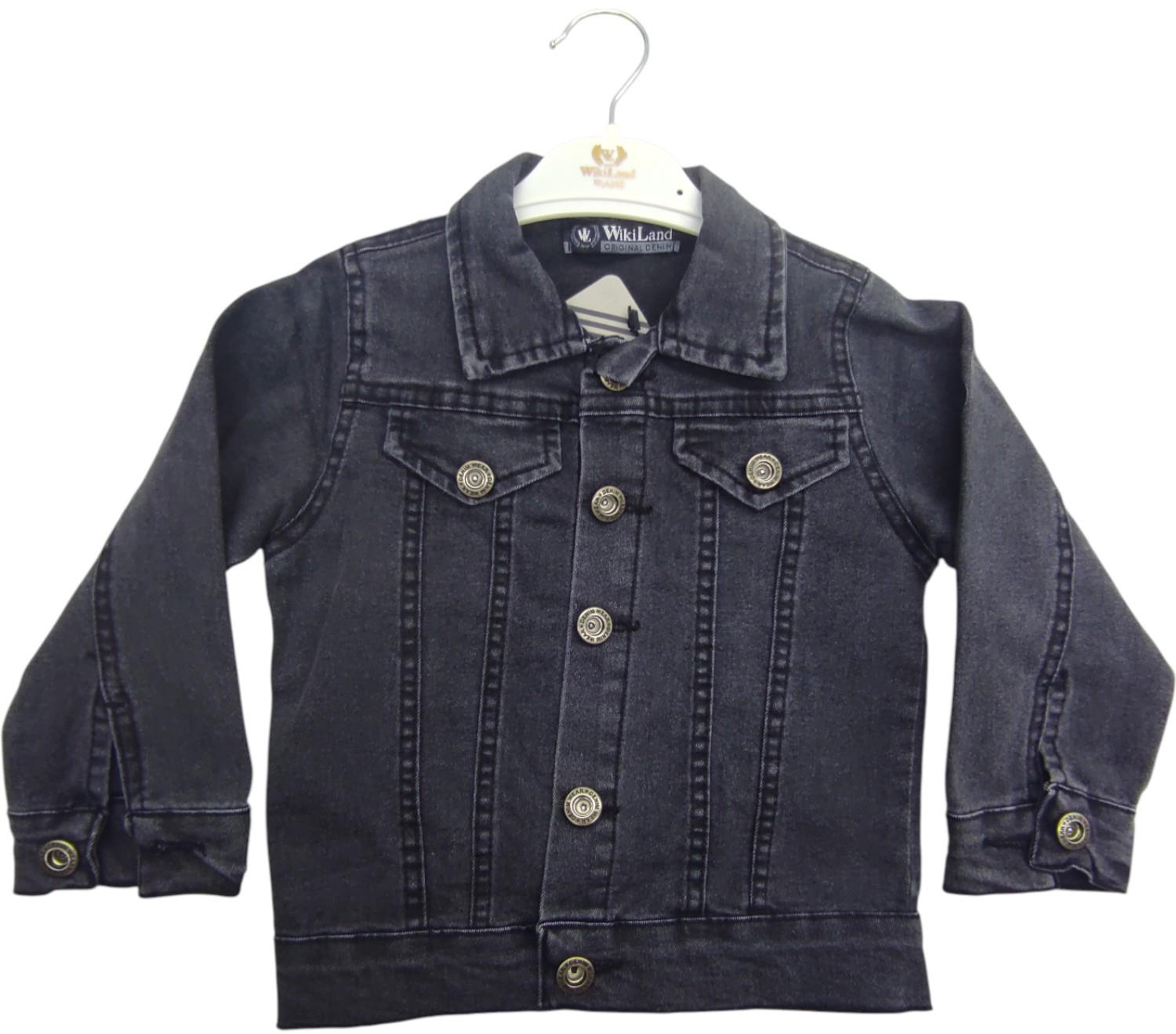 7007 оптом весенне-осенняя черная джинсовая куртка для мальчиков 3/7 лет