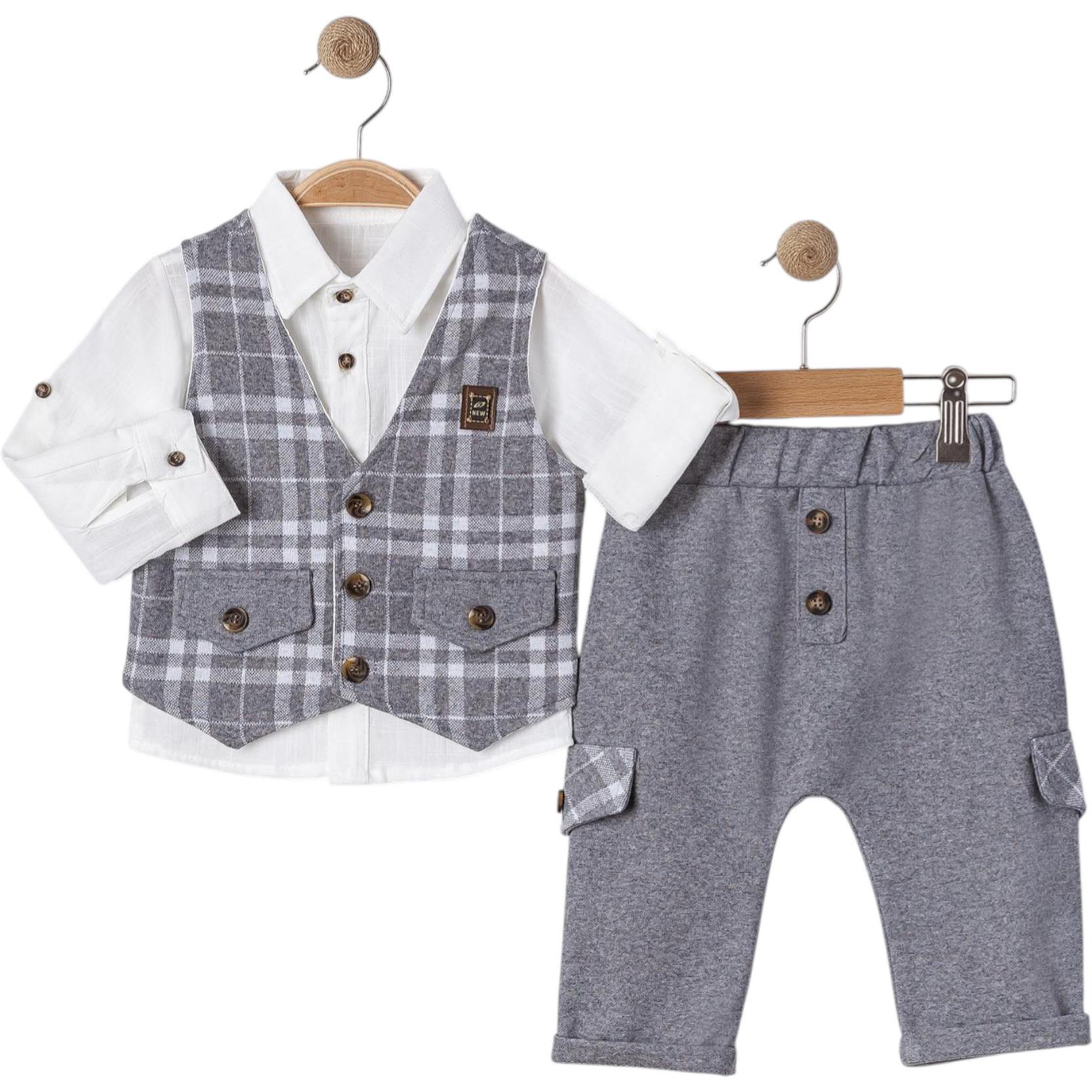 6028 بدلة ثلاثية بالجملة مع سترة منقوشة للأولاد الذين تتراوح أعمارهم بين 9 إلى 24 شهرا