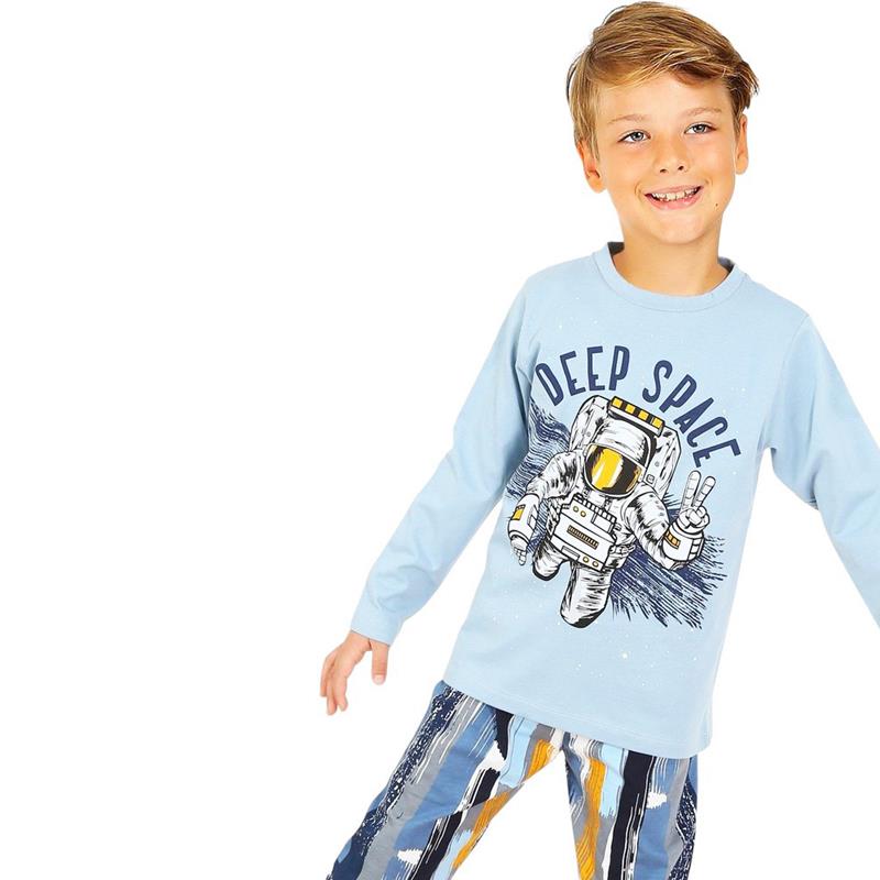 68900 toptan 6/9 yaş erkek çocuklar için DEEP SPACE baskılı çocuk ilkbahar ve sonbahar pijamaları