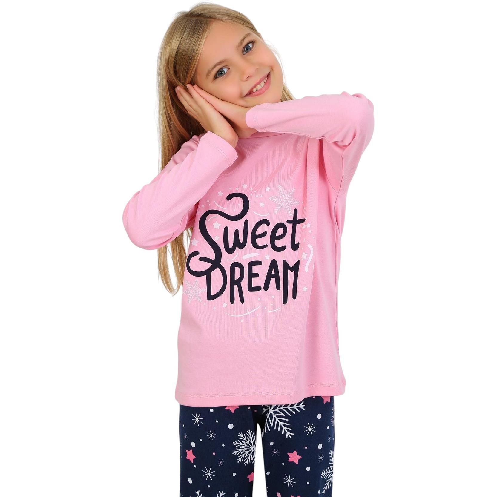 69785 оптом детские демисезонные пижамы с принтом  SWEET WİNTER для девочек на 2/5 лет