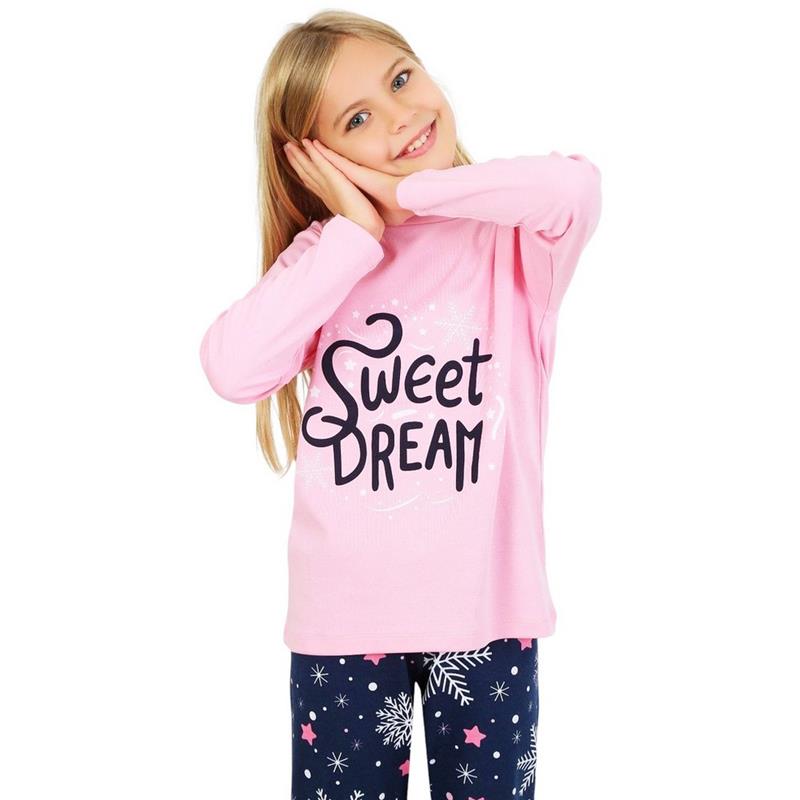 69839 toptan 6/9 yaş kızlar için ALRİGHT baskılı çocuk İlkbahar ve Sonbahar pijamaları