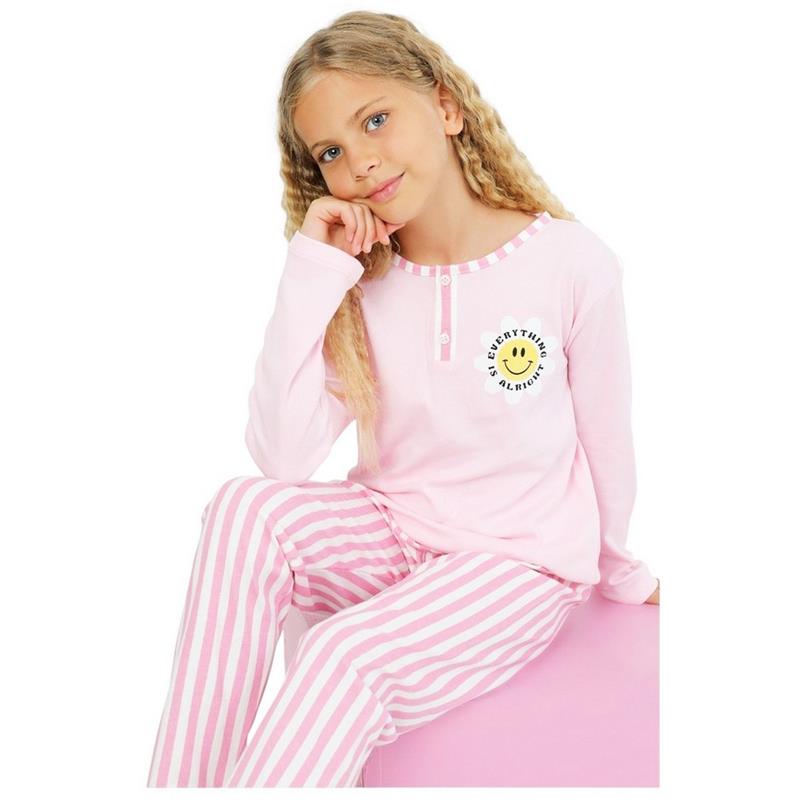 92394 toptan 6/9 yaş kızlar için ALRİGHT baskılı çocuk ilkbahar ve sonbahar pijamaları