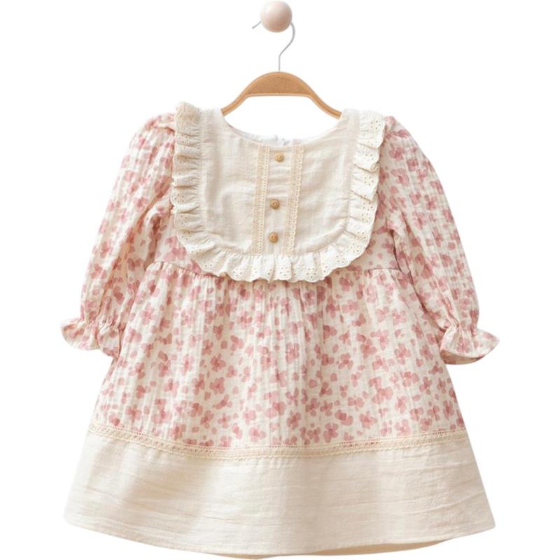 4104 toptan 9/24 aylık kız çocuklar için mevsimlik papatyalı elbise