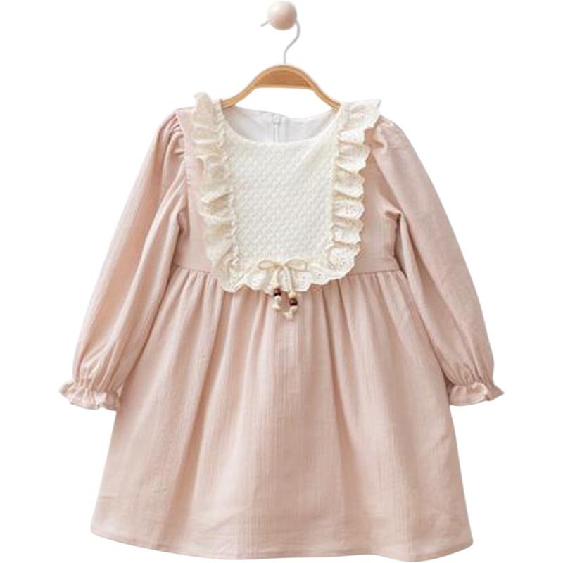 4105 toptan 9/24 aylık kız çocuklar için mevsimlik fiyonklu elbise
