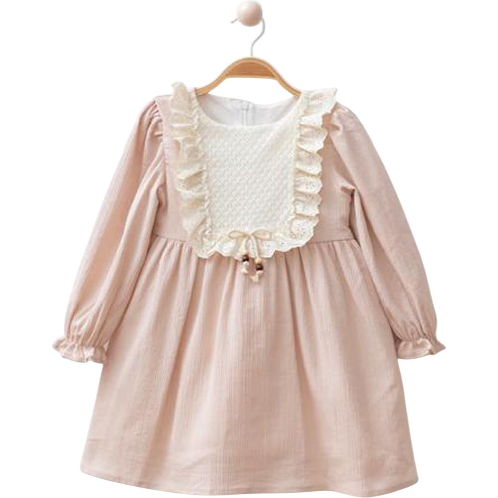 4105 الجملة فساتين ديمي الموسم مع القوس للفتيات لمدة 9/24 شهرا