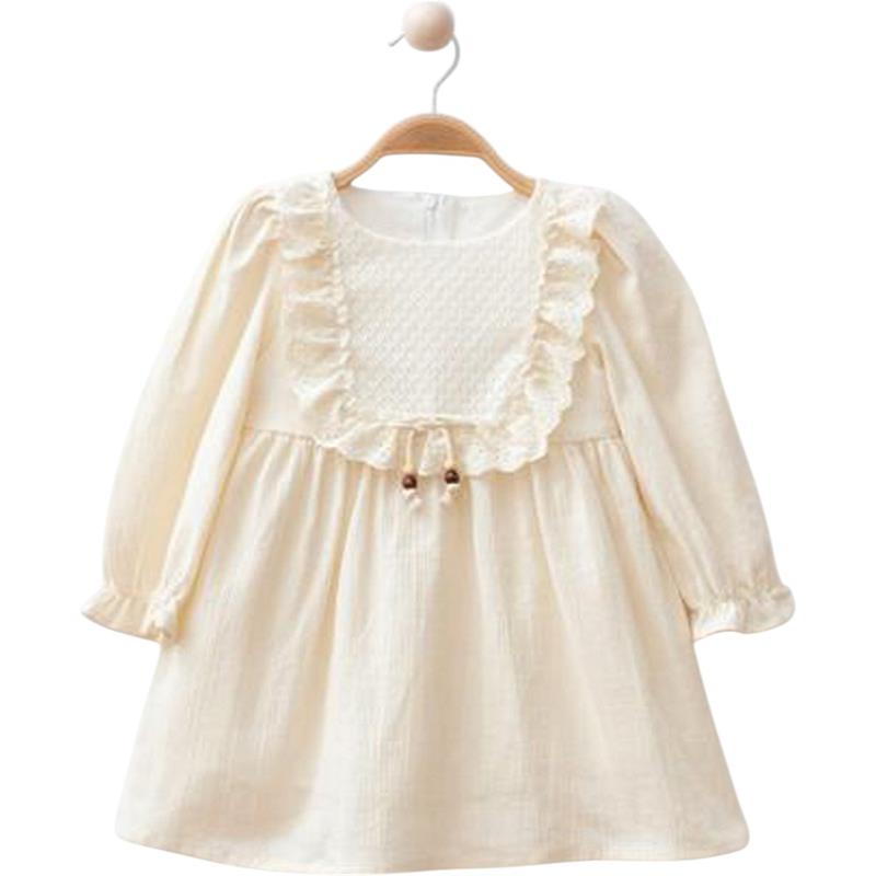 4106 toptan 2/5 yaş kız çocuklar için fiyonklu mevsimlik elbiseler