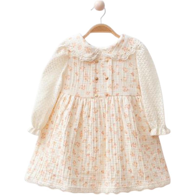 4109 toptan 9/24 aylık kız çocuklar için tüllü kol mevsimlik elbiseler