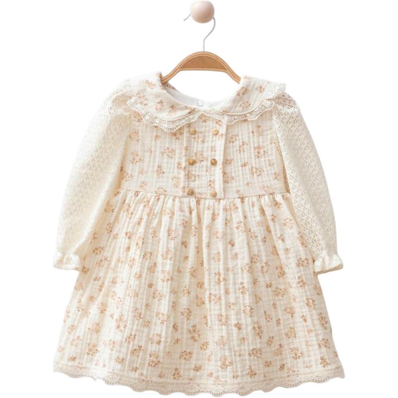4110 toptan 2/5 yaş kız çocuklar için tüllü kol mevsimlik elbiseler