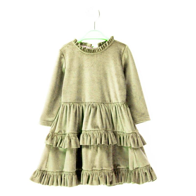 2542 toptan 2/5 yaş kız çocuklar için mevsimlik kadife elbiseler