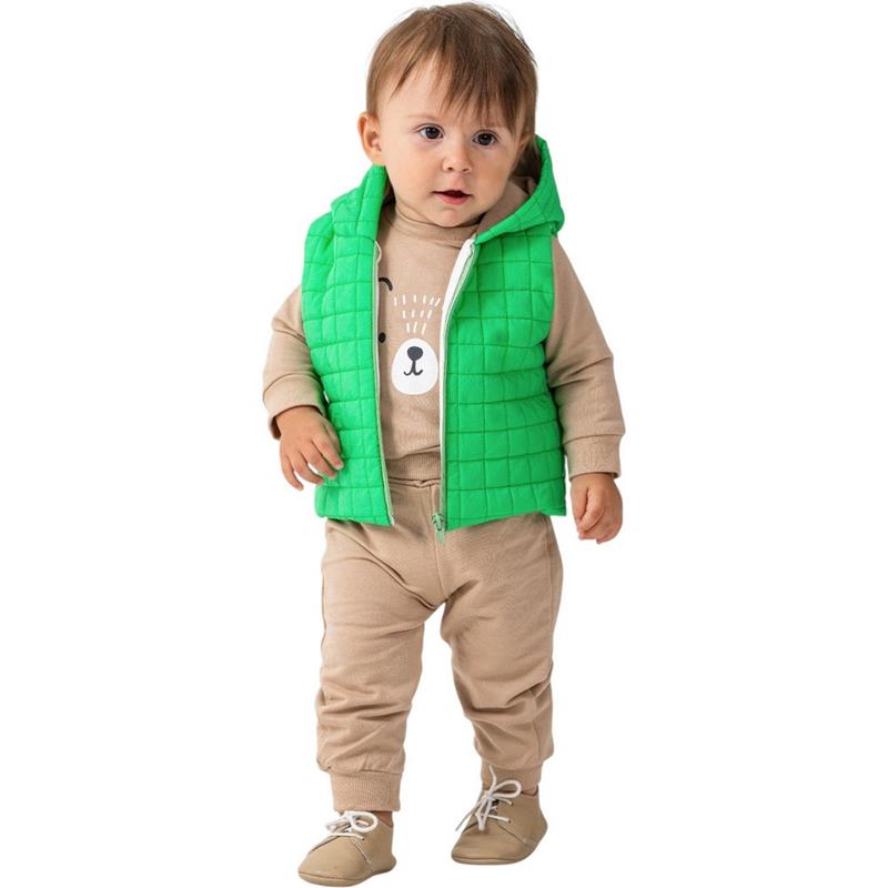 5224 toptan 6-9-12 aylık bebekler için çocuk mevsimlik yelekli üçlü takım elbise