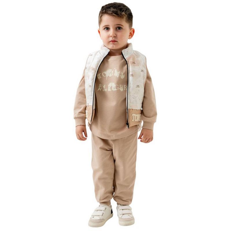 25333 toptan 9/24 aylık erkek bebekler için mevsimlik yelekli üçlü takımlar