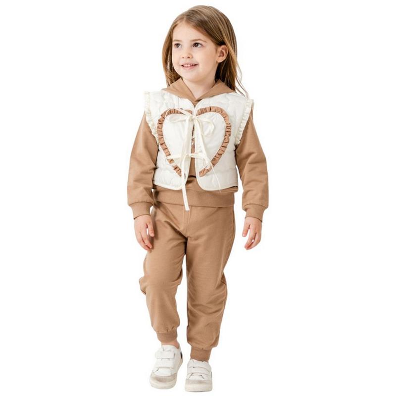 25104 toptan 9/24 aylık kız bebekler için mevsimlik yelekli üçlü takımlar