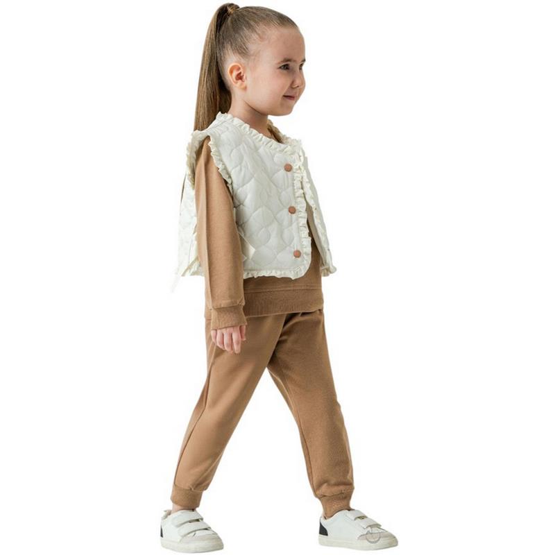 25101 toptan 9/24 aylık kız bebekler için mevsimlik yelekli üçlü takımlar