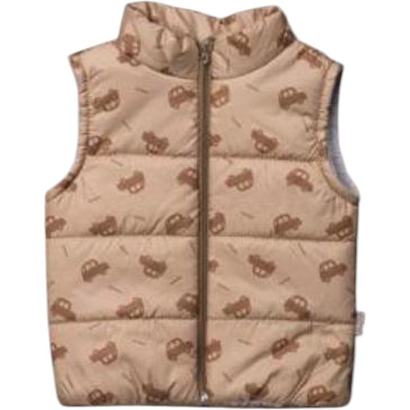 301 wholesale winter vests on sintepon with a print of cars for boys for 1-2-3 years