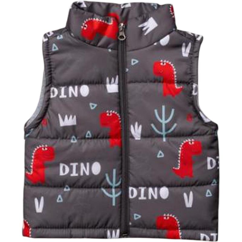 284 toptan 1-2-3 yaş arası erkekler için DİNO baskılı elyaflı kışlık yelekler