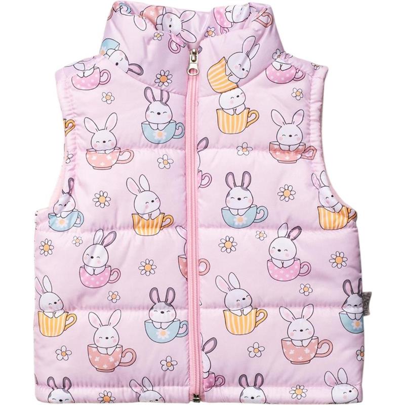 287 toptan 1-2-3 yaş arası kızlar için elyaflı tavşan desenli kışlık yelekler