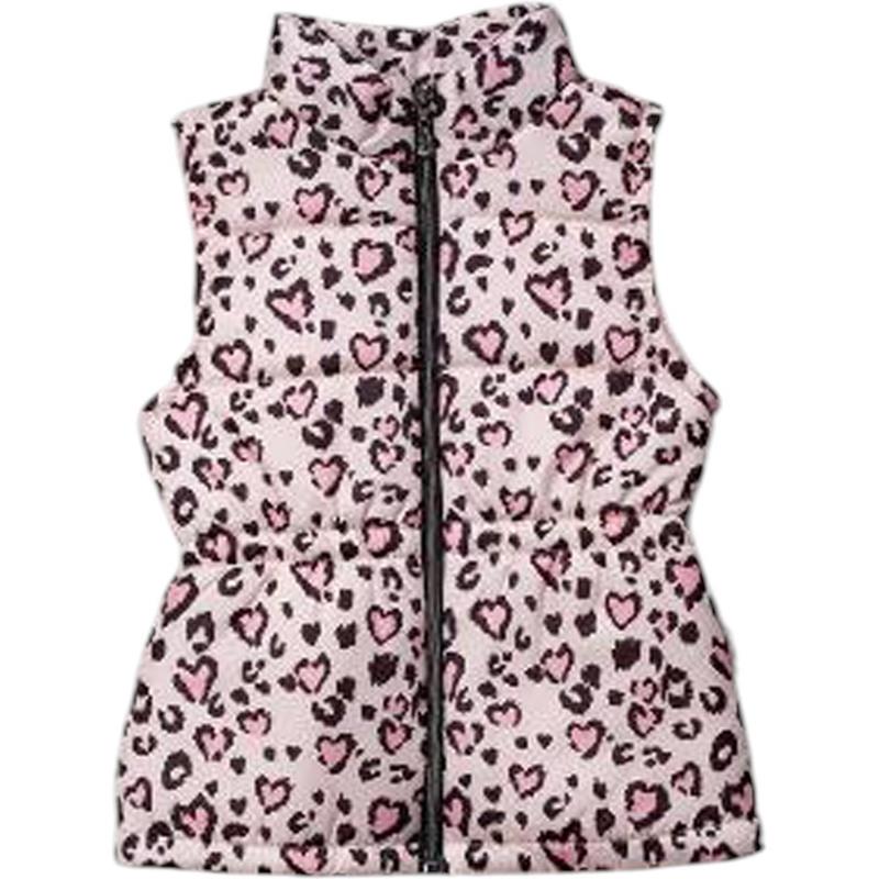 295 toptan 3-4-5 yaş kız çocuklar için elyaflı kalp desenli kışlık yelekler