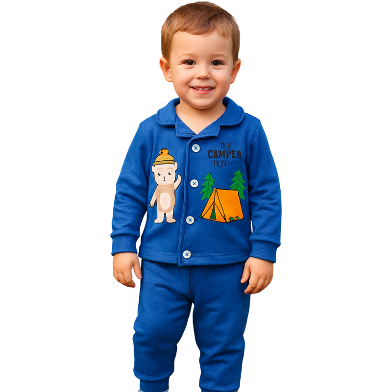 toptan erkek ve kız çocuklar için mevsimlik düğmeli pijama takımları