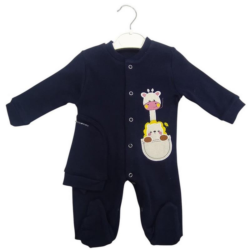 2923 toptan 6/18 aylık bebekler için şapkalı ilkbahar ve sonbahar bebek tulumları