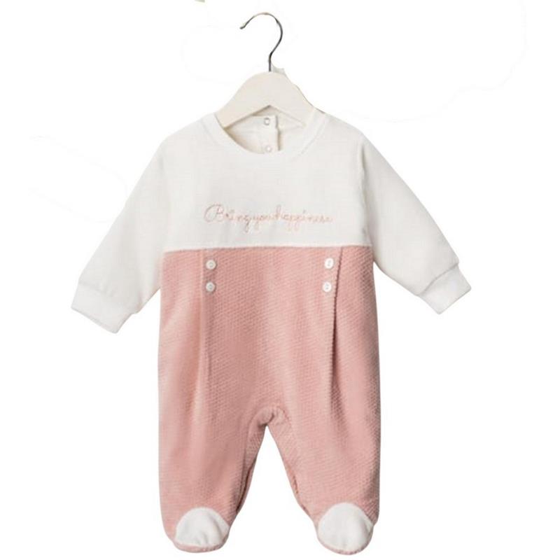 2354 toptan 0/3 aylık bebekler için  ilkbahar ve sonbahar bebek kadife tulumları