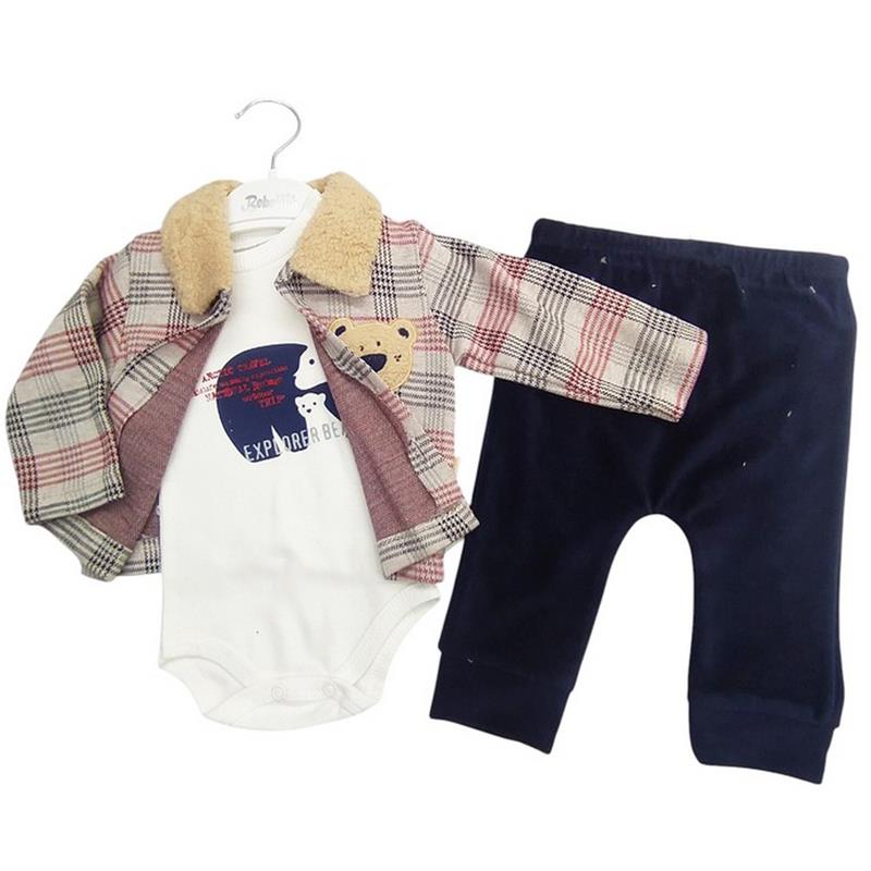 581 toptan 3-6-9 aylık bebekler için mevsimlik üçlü takım elbise