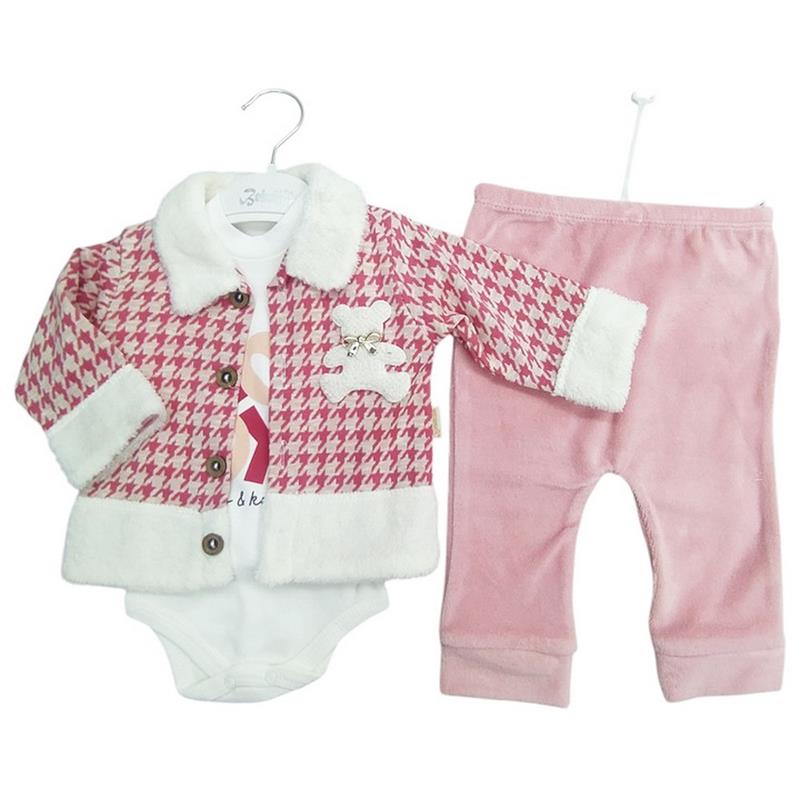 590 toptan 3-6-9 aylık bebekler için mevsimlik  üç parçalı takım elbise