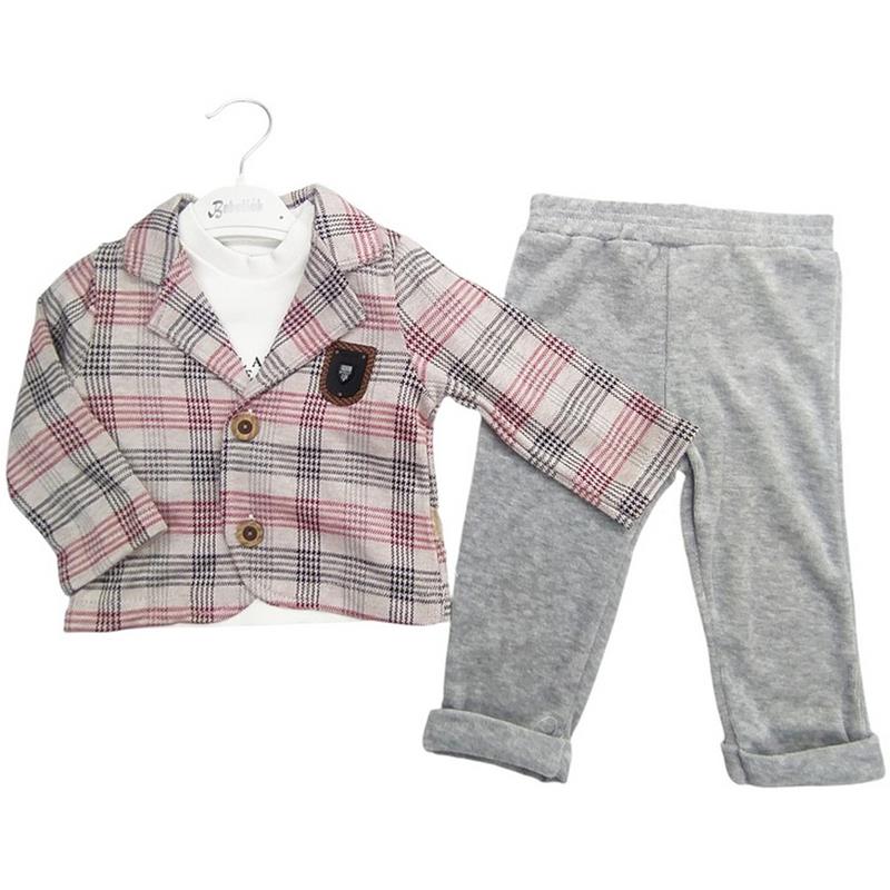 791 toptan 6-12-18 aylık erkek bebekler için mevsimlik üçlü çocuk takımları