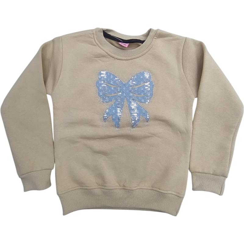 1012 toptan 9/12 yaş arası kız çocuklar için kışlık üç iplik sweatshirt