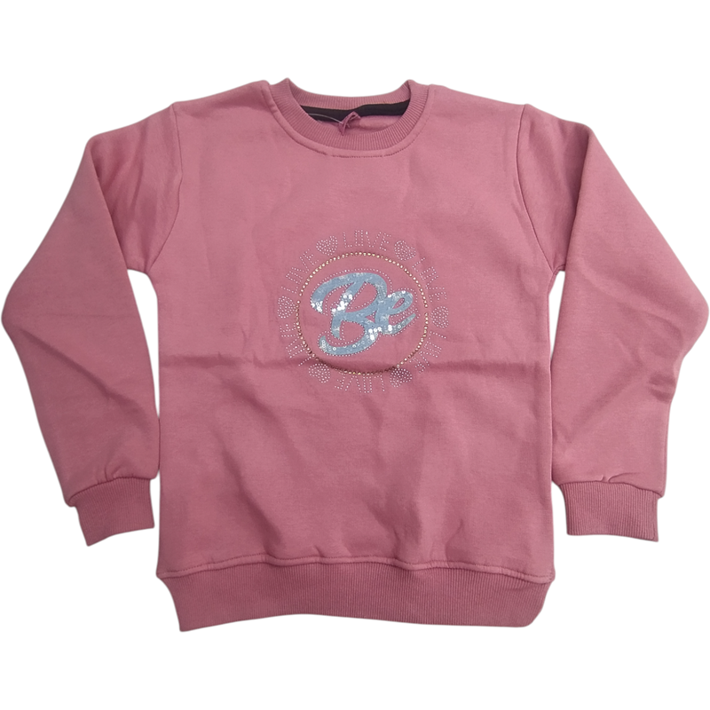 1025 toptan 9/12 yaş arası kız çocuklar için kışlık üç iplik sweatshirt