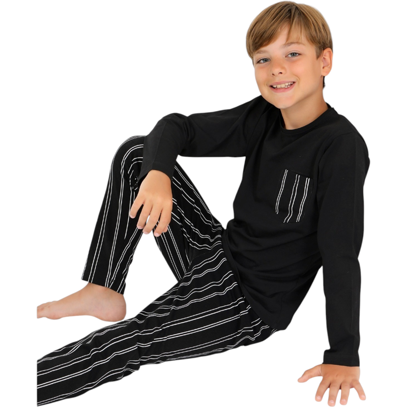 92943 toptan 2/5 yaş arası erkek çocuklar için mevsimlik drift cepli pijamalar 