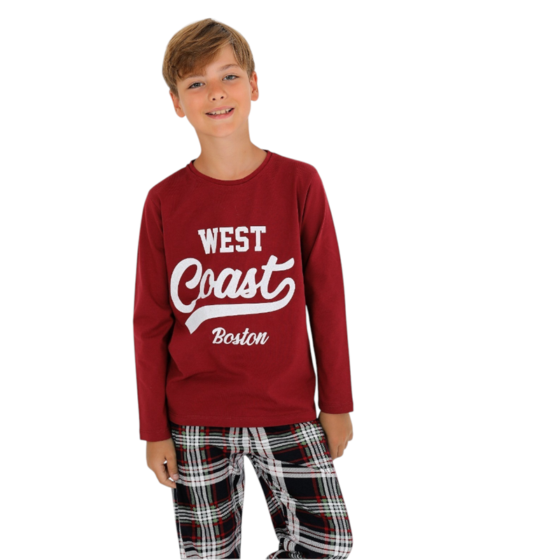 93711 toptan 10/15 yaş arası erkek çocuklar için mevsimlik COAST baskılı pijamalar 