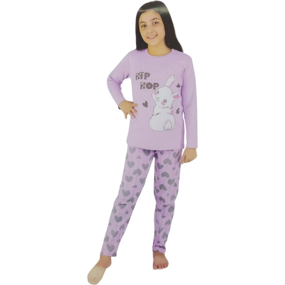 50295 toptan 10-11-12 yaş arası kız çocuklar için mevsimlik pijama takımı