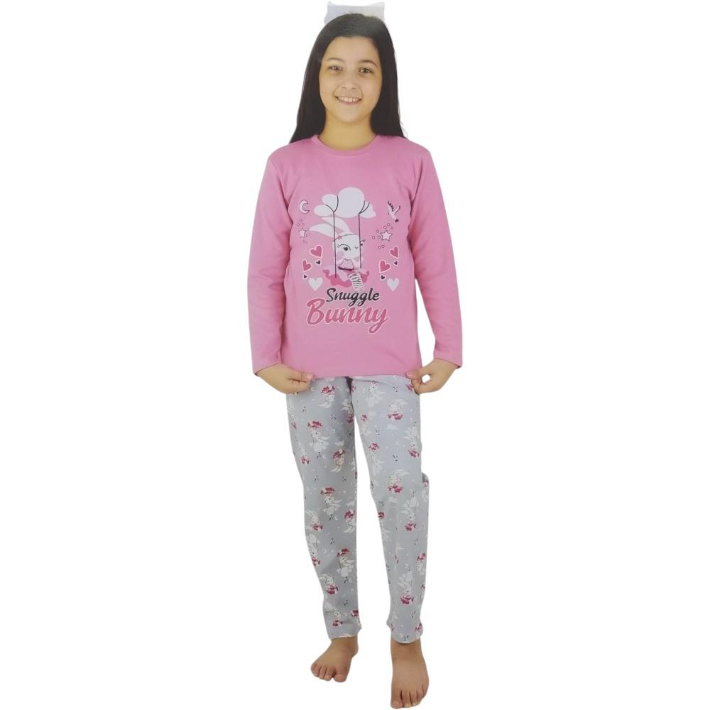 50295 toptan 10-11-12 yaş arası kız çocuklar için mevsimlik pijama takımı