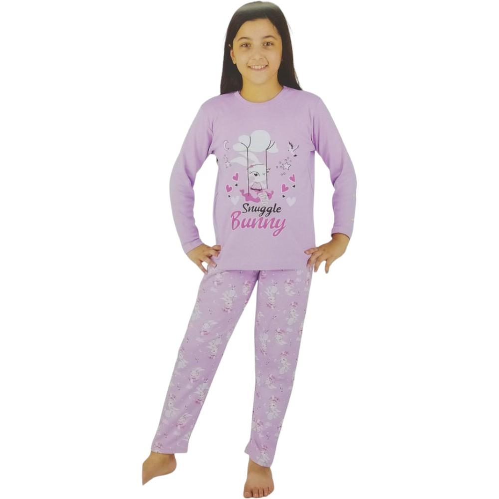 50295 toptan 10-11-12 yaş arası kız çocuklar için mevsimlik pijama takımı