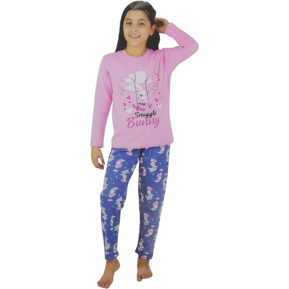 50295 toptan 10-11-12 yaş arası kız çocuklar için mevsimlik pijama takımı