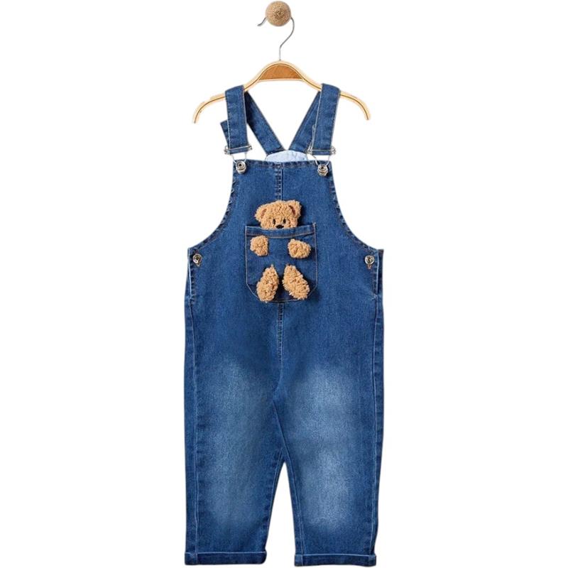 2503 toptan  2/5 yaş arası erkek çocuklar için ayıcıklı kot salopet