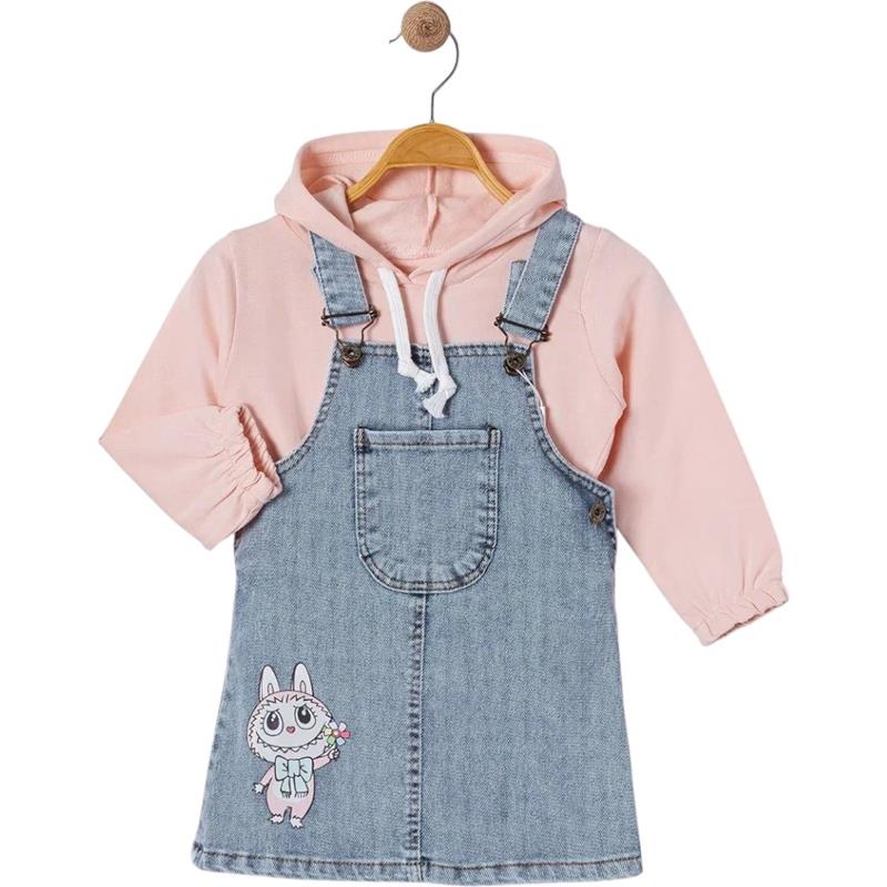 6053 toptan 9/24 aylık kız çocuklar için kapüşonlu süveterli jileli takım