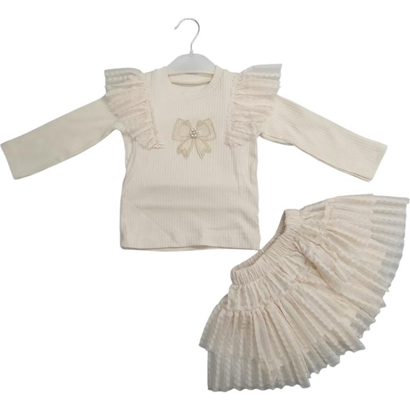 4126 toptan 2/5 yaş kız çocuklar için etekli badili ikili takım elbise