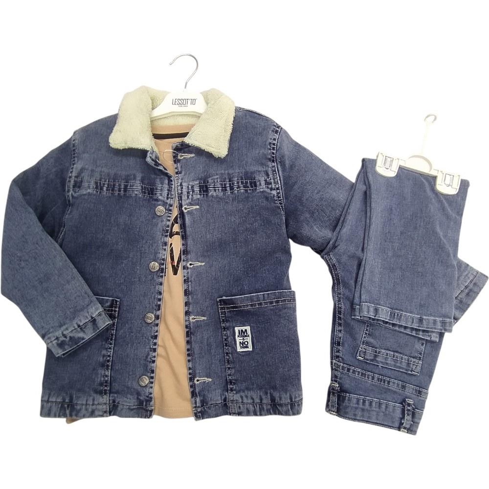 26018 wholesale children's winter denim three-piece suits for boys for 6/9 years