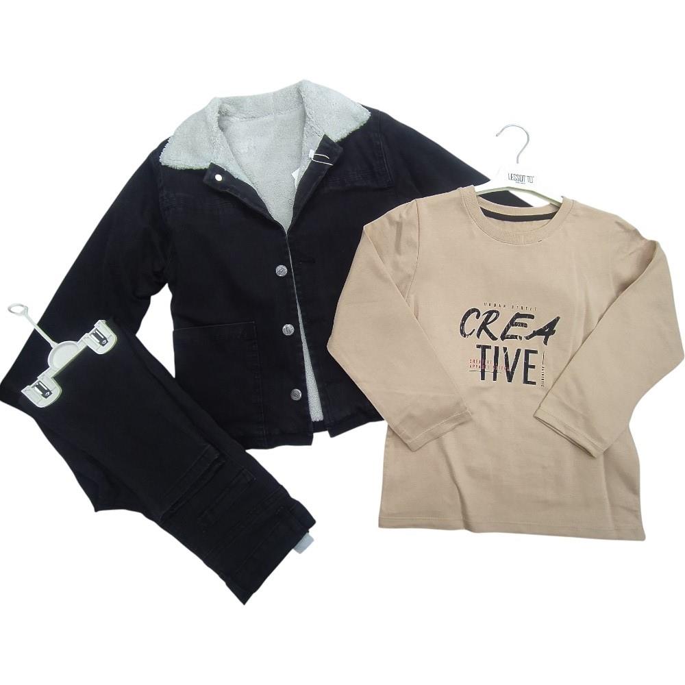 26018 wholesale children's winter denim three-piece suits for boys for 6/9 years