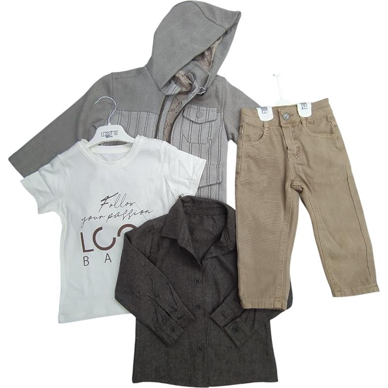 26003 toptan 2/5 yaş arası erkek çocuklar için mevsimlik 4 parçalı takım elbise