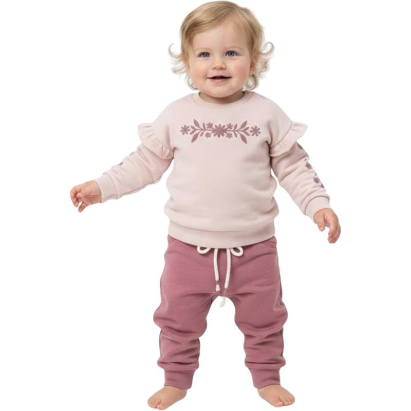 18791 toptan 6-24 aylık kız çocuklar için pantolonlu tişörtlü mevsimlik iki parçalı takımlar