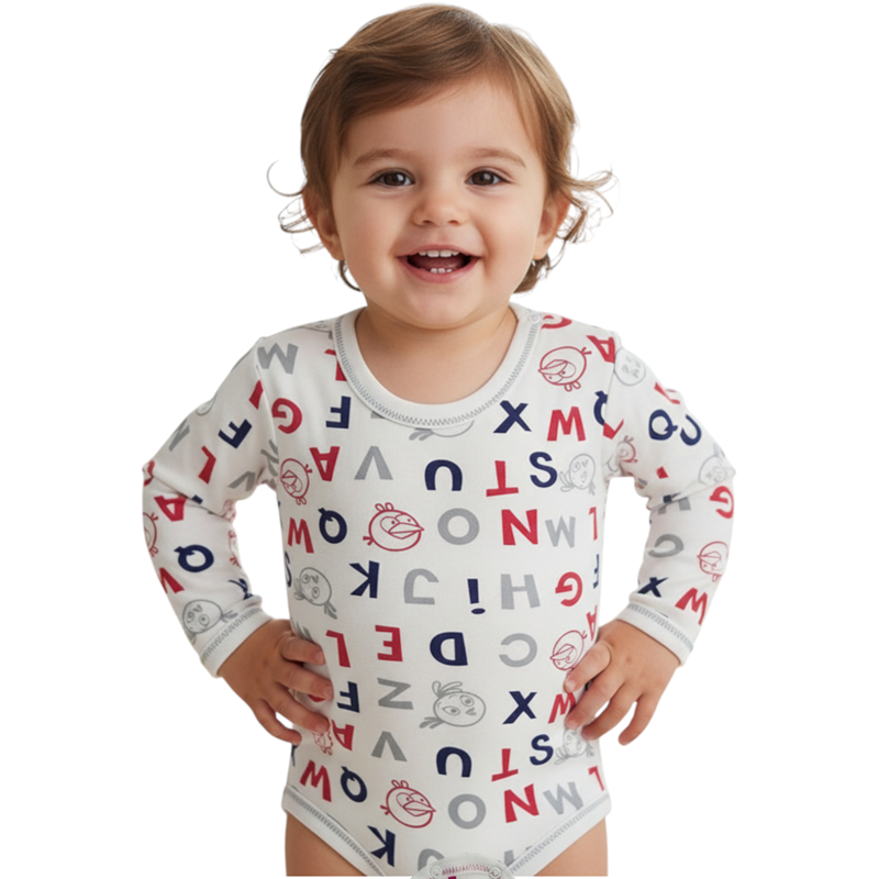 2119 toptan 3-4-5 yaş çocuklar için uzun kollu çıtçıtlı badi  