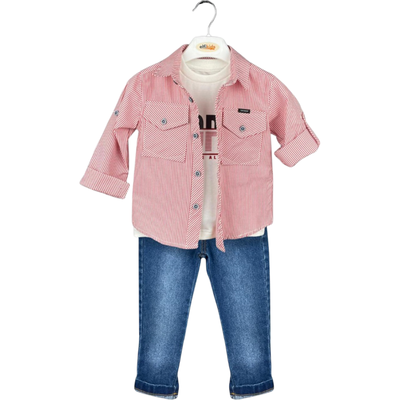 2003 toptan 1/4 yaş arası erkek çocuklar için üç parçalı  kot pantolonlu mevsimlik takım elbise