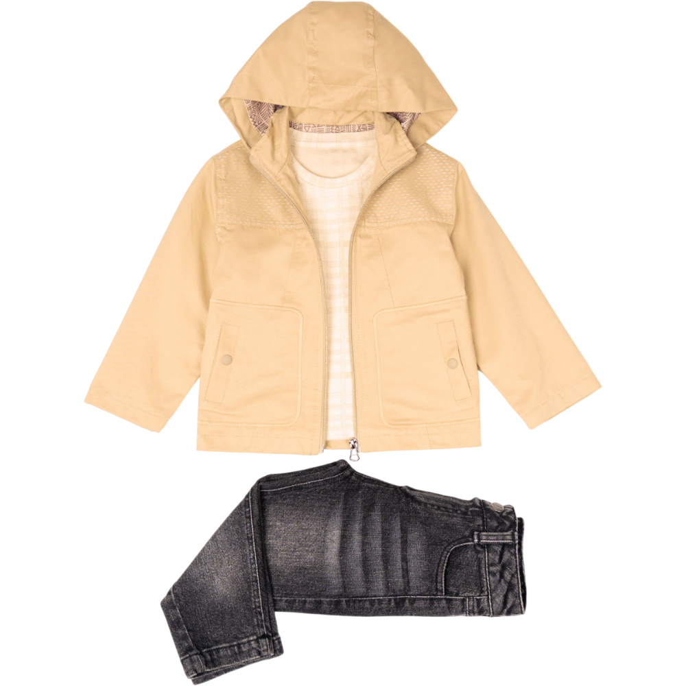 26094 toptan 6/9 yaş arası erkek çocuklar için kot pantolonlu üç parça mevsimlik takım elbise