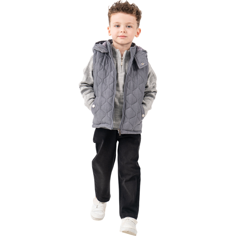 26027 toptan 2/5 yaş arası erkek çocuklar için kot pantolonlu,yelekli üç parça mevsimlik takım elbise